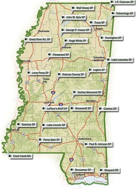 mdwfp|mississippi state parks map.